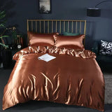 Popxstar High-end Blending Natural Mulberry Silk Bedding Set Luxury Satin Silky Queen Size Duvet Cover Set with Sheets King Size Bed Set