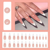 Popxstar  24Pcs Long Stiletto Fake Nails Spicy Girls Charm Manicure Pink Press On Nails Full Cover French False Nails Art for Women