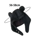 Popxstar Women Men Hat Bear Shape Solid Color Button Unisex Plush Head Protection Adjustable Soft Cycling Lady Winter Hat Winter Hat