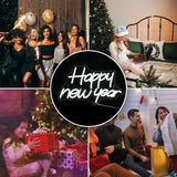 Popxstar Happy New Year Neon Sign New Years Eve Party LED Neon Light for Wall Decor Home, Bedroom Room  Christmas Happy New Year Party
