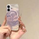 Shiny Purple Green Swirl Glossy IMD Phone Case For Iphone 17 16 15 14 13 Pro Max Full Soft TPU Cover Body Shell Protection Cases