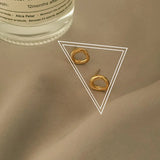 Popxstar Classic Simple Irregular Ellipse Little Stud Earrings for Women Cute Temperament Stainless Steel Korea Fashion Jewelry Accessory