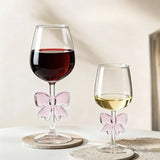 Popxstar  1pcs Elegant Borosilicate Glass Wine with Black Bow Romantic Valentine Champagne Cup Highball Creative Design