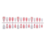 24pcs Pink Spring Summer Nail Art French Edge Fake Nails Sweet Pearl Star Shell False Nails 3D Flower Press on Nails Almond Nail