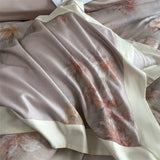 Popxstar  1000TC Lyocell Cotton Brushed Luxury Bedding Set Flowers Prints Duvet Cover Flat/Fitted Bed Sheet Pillowcases 4Pcs