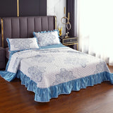 Popxstar  3/5Pcs Luxury European Knitted Cotton Embossing Quilted Bedspread, Bed Cover, Mattress Topper Coverlet, Bed Sheet, Pillowcases