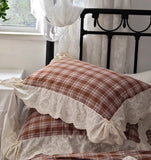 1 Piece Luxury European Style Embroidered Lace Ruffle Pillowcase, 100% Cotton Decorative Sham, Hotel & Home Bedding Essentials