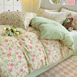 Comforter Botanical Flowers Garden Ultra Soft & Breathable 100%Nature Cotton Bedding Sets With Flat/Fitted Sheet 2 Pillowcases