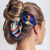 Popxstar 4Pcs/Lot Women Girls Chiffon Bowknot Silk Hair Scrunchies Set Pearl Ponytail Headband Hair Rope Headband Girls Hair Accessories