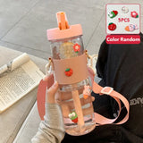 800ML Large Capacity Simple Plastic Water Bottle With Straw Portable Bubble Tea Infuser Filter Girl Student Juice Drinkwater Cup