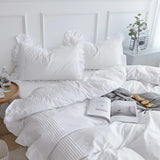 Popxstar White Flat Sheet Thickened 100% Cotton Bedding Sheets queen Lotus Leaf Flat Bed Sheet Duvet cover or pillowcases quilt case