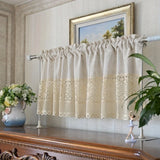 Popxstar 1pc American Crochet Short Curtain Cotton Linen Splicing Hollow Vintage Half Curtain for Kitchen Door Decor Cafe Window Drapery