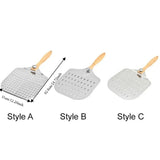 Folding Wood Handle Perforated Pizza Spatula Hollow Design Detachable Bread Paddle Aluminum Cake Transfer Shovel Restaurant