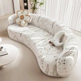 Stretch Shaped Sofa Protector for Living Room Semi-Circular Curved Couch Cover Soft Leaves Sectional Jacquard Sofa Slipcover