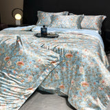 Popxstar  new high-end luxury silky Sleeping naked digital printing washed silk style Bedding Set Duvet Cover Bed Sheet Pillowcases