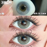 Popxstar 2-Piece Green Contact Lenses Grey Beautiful Pupil Soft Purple Color Lenses Myopia Degree Makeup Lens London Fog Grey