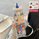 800ML Large Capacity Simple Plastic Water Bottle With Straw Portable Bubble Tea Infuser Filter Girl Student Juice Drinkwater Cup