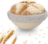 Popxstar  Bread Proofing Basket 9 Inch Round Bread Proofing Basket Box with Bread Linen Cloth for Home Sourdough Bread bread basket,Baking