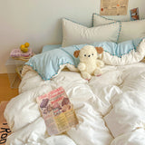 Popxstar  Class bed new cream wind solid color bed sheet four-piece set student quilt cover four-piece set household
