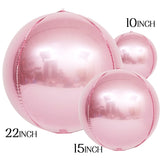 Popxstar 3pcs 4D Round Balloons Metallic Rose Gold Silver Foil Balloons Party Decorations for Birthday Wedding Gender Reveal Photo Props