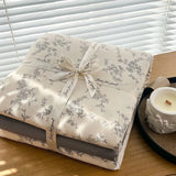 Popxstar  Ins floral print Bedding set knitted cotton Flat sheet set Four pieces duvet cover double layer-yarn 4Pcs lovely Fitted sheet