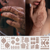 Popxstar Henna Tattoo Brown Mehndi Stickers for Hand Temporary Tattoos Body Art Tatoo Waterproof for Women Fake Tatoo Hena Design