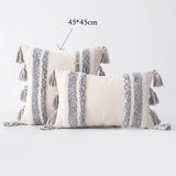 Popxstar  Throw Pillow Case  Decorative Tufted Cushion Cover Tassel Macrame Luxury Pillow Cover for Bed Sofa Couch Home Decor