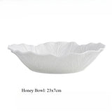 Ceramic Flower Deep Bowl Pure White Creative Relief Tableware Soup Bowl