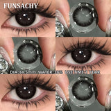 Popxstar  2pcs Black Series Color Contact Lenses Natural Gray Eye Lens Beautiful Pupils Yearly Fashion Brown Softlens Cosmetics