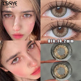 Popxstar  2Pcs Colored Contact Lenses with Degree 0~-8.0 Brown Lens Eye Beauty Pupil Prescription Myopia Soft Black Lens