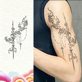 Herbal Thorns Temporary Tattoos for Woman Man Art Tattoo Sticker Lasting Sword Fake Tattoo Waterproof Y2K Tatuajes Temporales