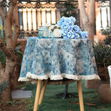 American Retro Oil Painting Dining Tablecloth Cotton and Linen Jacquard Table Cloth Thickened Pastoral Style Floral Table Runner