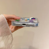 Fashion Luxury Glitter 3D Rhinestone Diamand Clear Phone Case For iPhone 17pro 16 Pro Max 15 13 14 Shockproof Transparent Cover