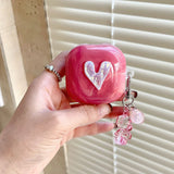 Popxstar  Rose Red Marble Pattern 3D Love Heart Cute Bear Pendant Earphone Accessories Case For Galaxy Buds Pro 2 Live Protection Cover