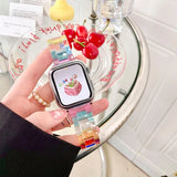 popxstar Laser Transparent Acrylic Strap for Apple Watch Band 42mm 46 41 38 45 44 49 40mm Women Bracelet for iWatch Series 10 9 8 7 6 5