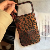 Ins Luxury Black Brown Leopard Print Magnetic Phone Case For iPhone 17 Pro Max 16 15 14 13 Shockproof Back Cover For Magsafe