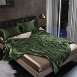Popxstar High-end Blending Natural Mulberry Silk Bedding Set Luxury Satin Silky Queen Size Duvet Cover Set with Sheets King Size Bed Set