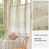 Popxstar Chiffon Ruffled Blackout Fabric Curtain for Bedroom Living Room Small Window Cotton Vintage Short Curtains Rod Pocket Cafe Decor