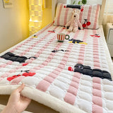 Popxstar Dormitory Single Thick Warm Bed Sheet Winter Milk Velvet Mattress Topper Double Bedspread Thin Bed Pad Mattress Cover Tatami Mat
