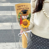 Popxstar  Crocheted Sun Flower Bouquet Graduation Flower Bouquet Gifts Artificial Flower Decorations Finished Sunflowers Graduation Gifts