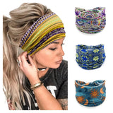 Popxstar Bohemian Twisted Wide Cotton Stretch Headbands Women Headwrap Turban Headwear Bandage Hairbands Bandana Headbands Hair Acceessor