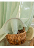Popxstar Japanese mint green curtains gauze simple style fresh artistic translucent shutter yarn living room bedroom custom curtain size