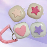 Cute Heart Case For Samsung Galaxy Buds FE/Buds2/Buds2 Pro Earphone Case For Galaxy Buds Live Transparent Flash with Pendant