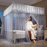 Popxstar Embroidery Lace Palace Mosquito Net with Stainless Steel Bracket Square Princess Mosquito Tent for Bed Double Bed Nets Canopy
