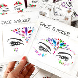 Popxstar 3D Sexy Face Tattoo Stickers for Kids Party Masquerade Party Acrylic Glitter Rhinestone Temporary Tattoo Female Face Jewelry DIY