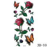 Popxstar 1pcs 3D Butterfly Tattoos Stickers Rose Flower Girls Women Body Art Water Transfer Temporary Tattoo Sticker Arm Wrist Fake Tatoo