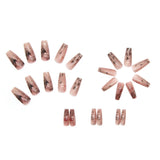 Popxstar 24Pcs/Box Gradient Long Ballet France Press on Nail Ink Chinese Style False Nails Rose Girls Full Cover Fake Nail Piece Finished
