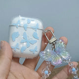 Popxstar Crystal Butterfly Pendant Bead Bracelet Earphone Case For Apple Airpods 4 /3 For Airpods Pro/ Pro2 Earphone Case With Keychain