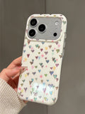 Stylish Colorful Laser Love Heart IMD TPU Phone Case For iPhone 13 14 15 16 17 Pro Max Shockproof Back Cover Capa