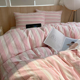 Popxstar  Nordic Ins Bedding Set Pure Cotton Duvet Cover Set Bed Sheets Set Skin-Friendly Single Twin Full Queen Size Flat&Fitted Sheet